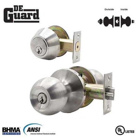 DEGUARD :Premium Entry Combo Lockset - UL Listed - SC1 Keyway - Stainless Steel Finish DBL01-SS-SC1